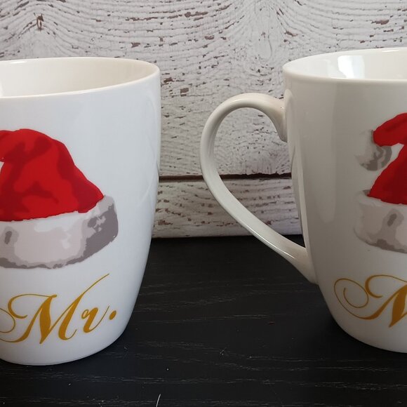 Vintage Mr. & Mrs. Christmas Holiday Coffee Mugs - Picture 2 of 5